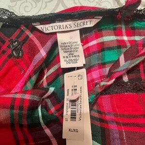 Victoria's Secret Red and Green Plaid Pajama Top